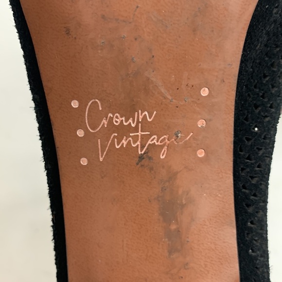 Crown Vintage Leather Heeled Sandals 8.5 Open Toe Perforated Lace and zip up - Picture 9 of 13